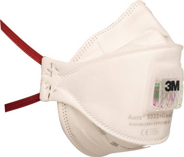 Atemschutzmaske 9332+FFP3+BV FFP3/V NR D m.Ausatemventil,faltbar 330St./KT 3M