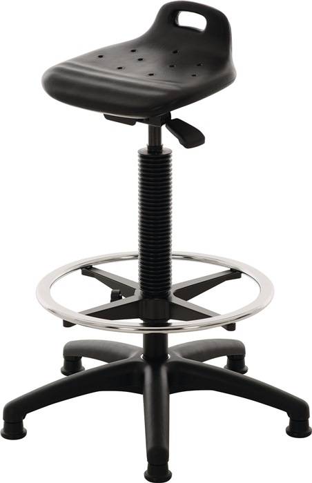 Stehhilfe PU-Integralschaum Sitz-H.570-820mm Ku.-Fußkreuz Fußring u.Bodengl.LOTZ