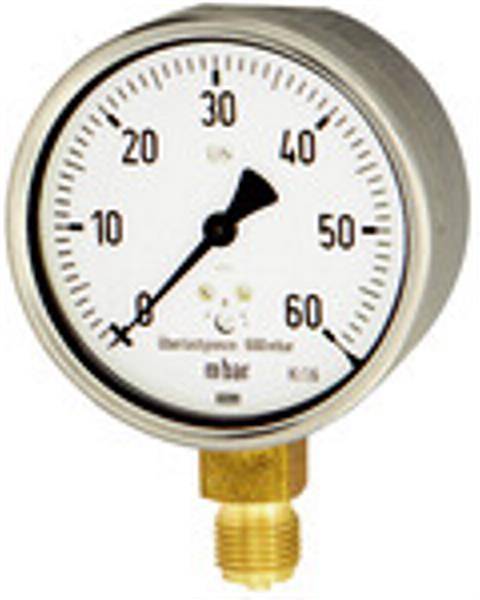 Kapselfedermanometer, CrNi-Stahl, G 1/2 unten, 0 - 60 mbar, Ø 100