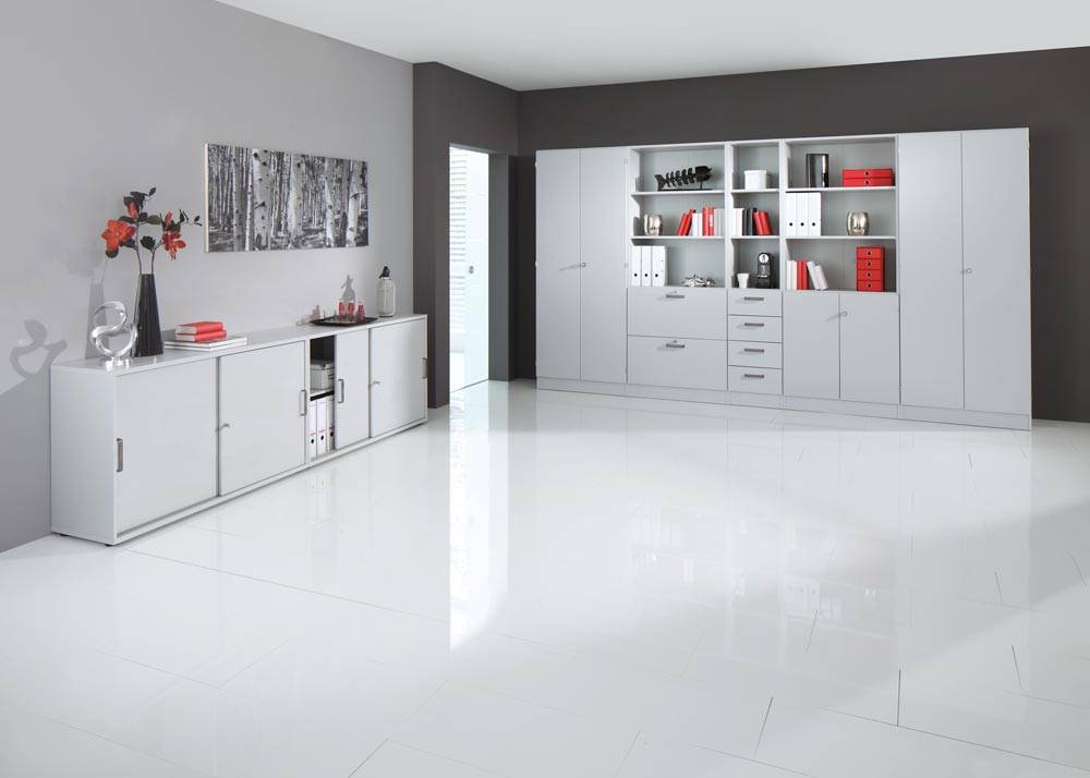 Flügeltürenschrank 5OH weiß/eiche-1