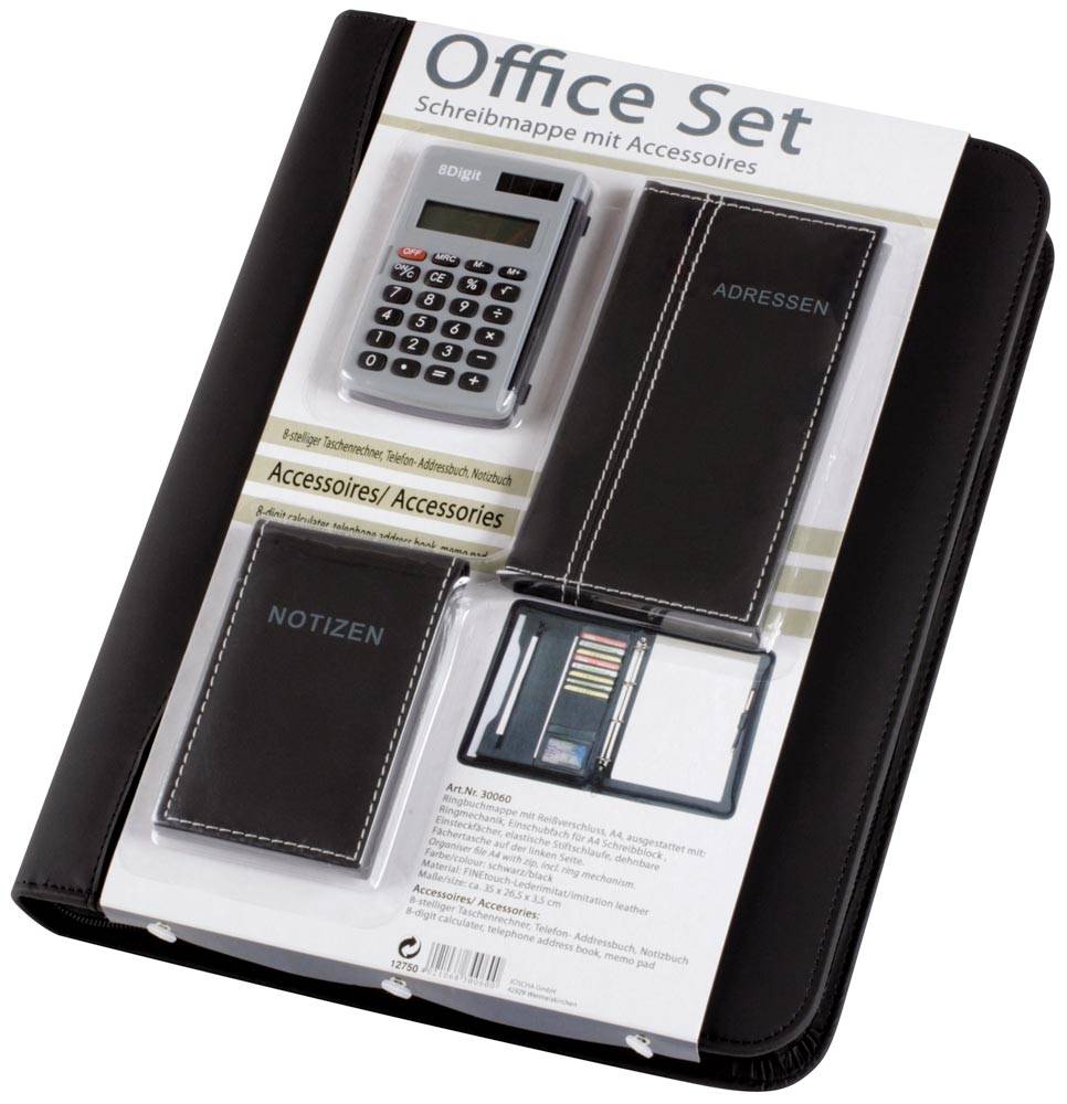 Ringbuchmappe Office-Set A4 Kunstleder schwarz-0