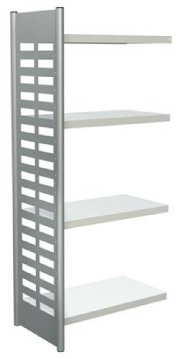 Büroregal, BxTxH 750x400x1800 mm, 4 Böden, alusilber/lichtgrau, OHNE Abschlussra