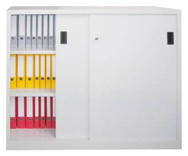 Schiebetürenschrank, Vollblechtüren, 2 verzinkte Böden, ohne Trennwand, BxTxH 10