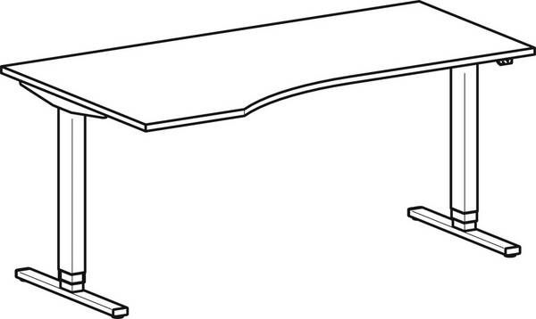 Elektro-Hubtisch links S-08F1812-AS ahorn/silber