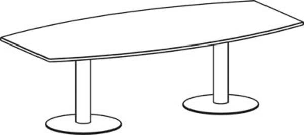 Konferenztisch, BxTxH 2400x800/1200x720 mm, Tonnenform Plattenfarbe lichtgrau, S