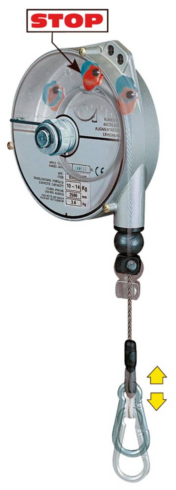 Federzug TCN 9348 Trgf.6-8kg Edelstahl-Drahtseil Seillänge 2,5m
