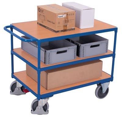 Tischwagen 3 Ladeflächen L700xB1000mm blau Trgf.500kg VARIOfit-1