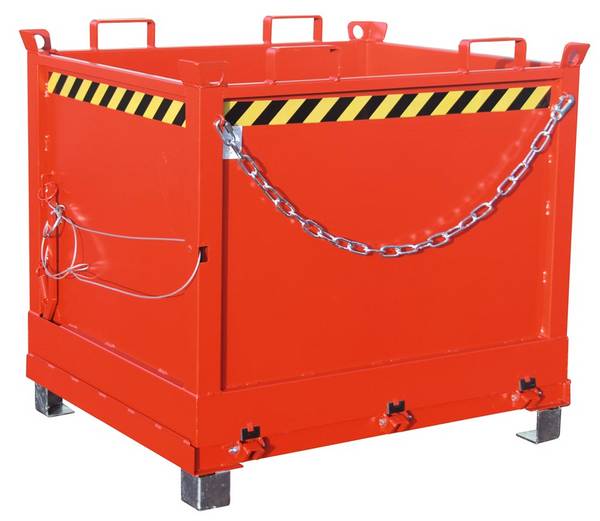 Klappbodenbehälter 1,0m³ L1040xB1245xH1145mm lack.feuerrot o.Zentrierwände BAUER