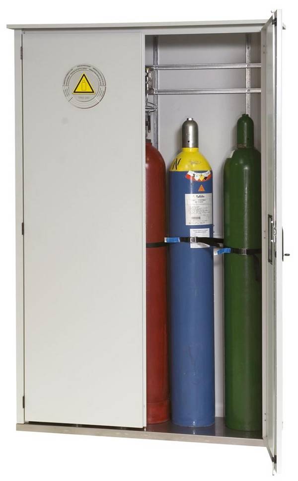 Druckgasflaschenschrank, zur Außenaufstellung, 5 Flaschenplätze, BxTxH 1350x400x