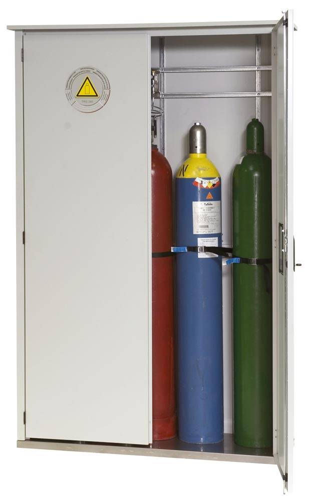 Druckgasflaschenschrank, zur Außenaufstellung, 5 Flaschenplätze, BxTxH 1350x400x-0