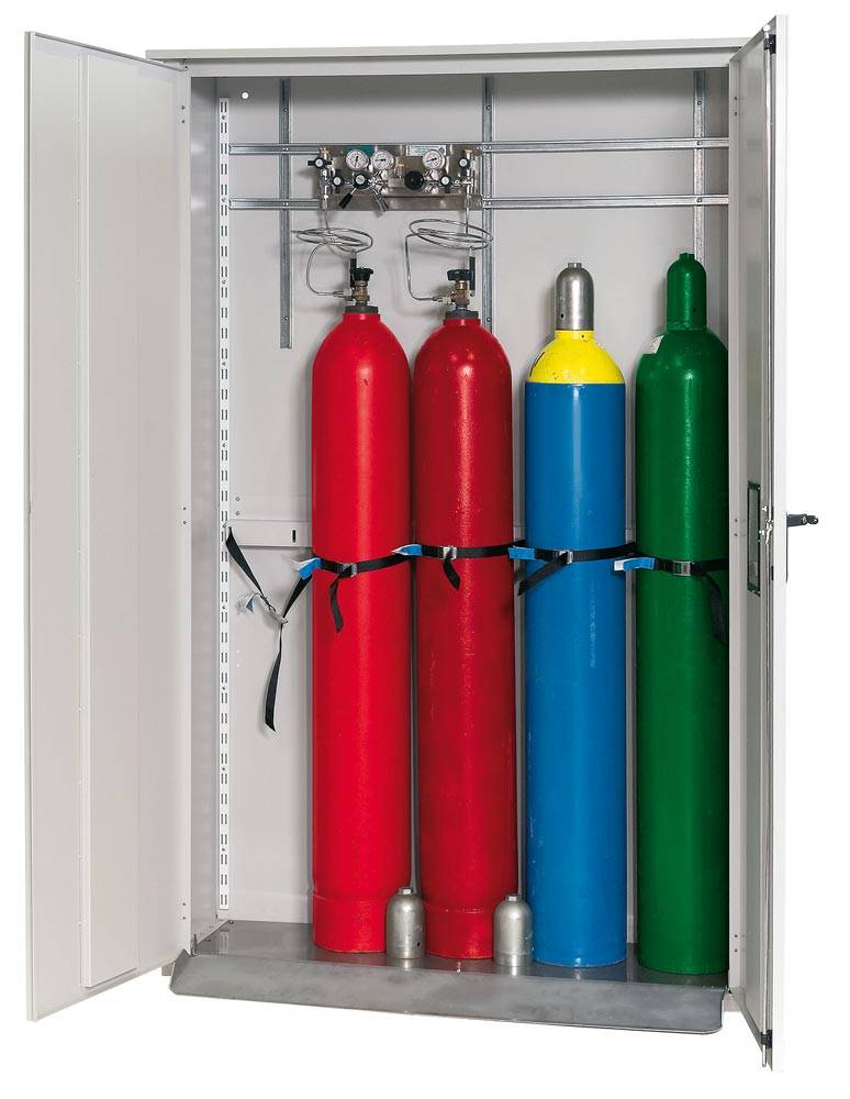 Druckgasflaschenschrank, zur Außenaufstellung, 5 Flaschenplätze, BxTxH 1350x400x-1