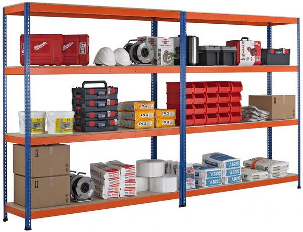 Weitspannregal, 4 Lagerebenen mit Spanplattenboden, BxTxH 2146x469x3048 mm, Fach