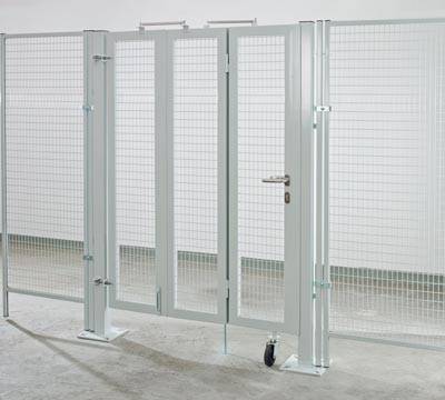 Falttor für Trennwandschutzgitter, beidseitig, 2 Flügel, BxH 5000x2200 mm, Flach-0
