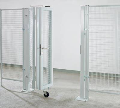 Falttor für Trennwandschutzgitter, beidseitig, 2 Flügel, BxH 5000x2200 mm, Flach-1