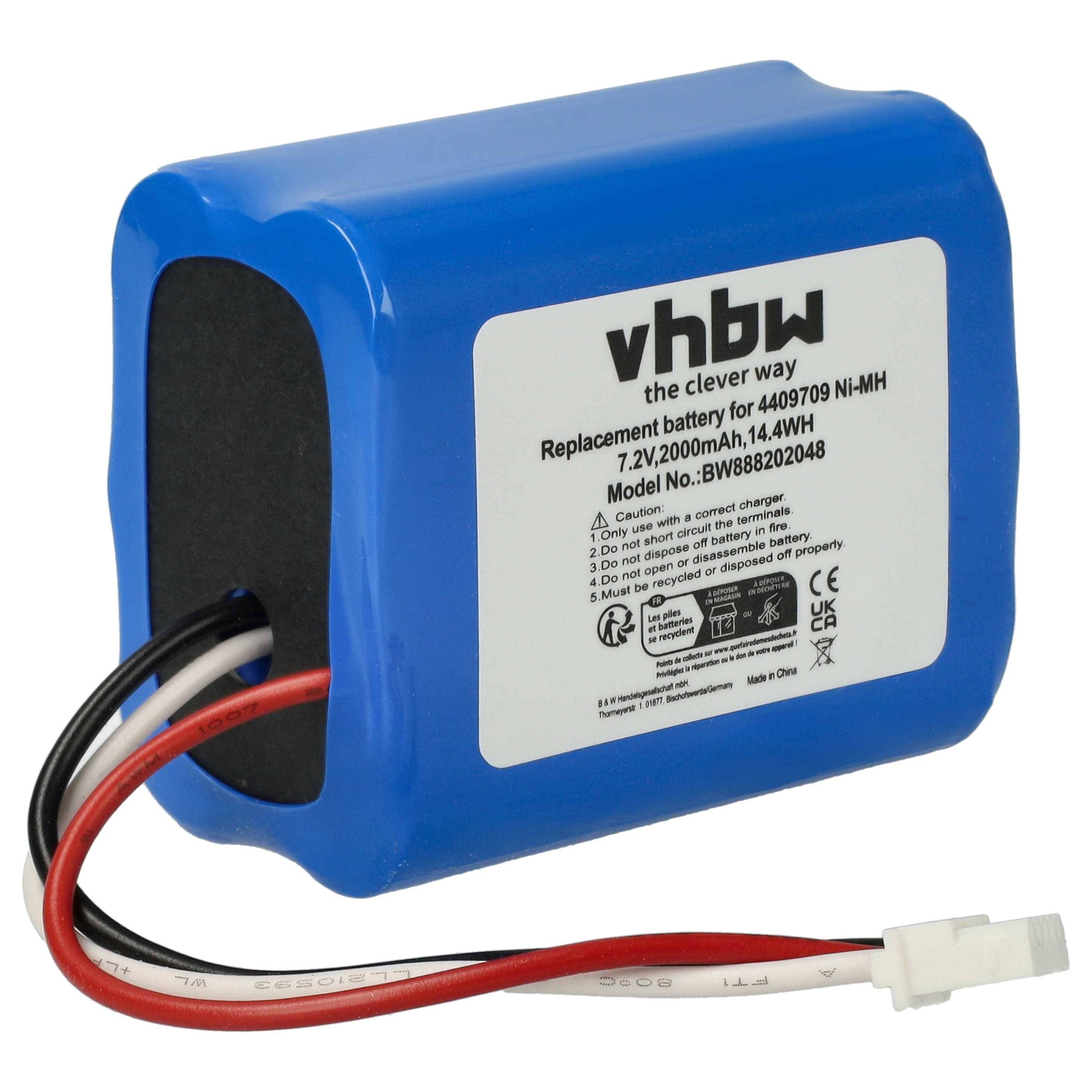 vhbw Akku kompatibel mit Proscenic Pro JoJo T1 | Pro Jojo, SEVEN SMITH Saugroboter (2000 mAh, 7,2 V, NiMH)