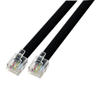 EFB-Elektronik K2413SW.0,2, Modularkabel schwarz, 2 x RJ11 (6/4) Stecker, 1:1, 0,2 m