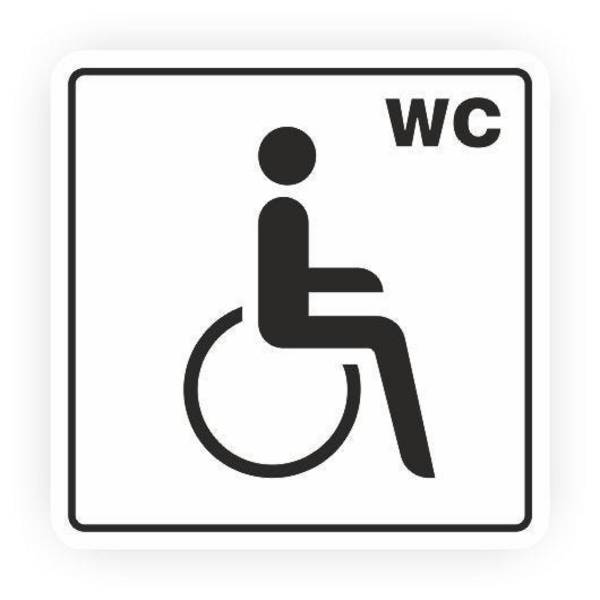 Hinweisschild m. Piktogramm, WC Behinderte, Aufkleber, Folie, 148 x 148 mm, weiß