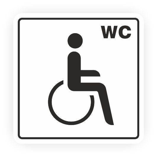 Hinweisschild m. Piktogramm, WC Behinderte, Aufkleber, Folie, 148 x 148 mm, weiß-0