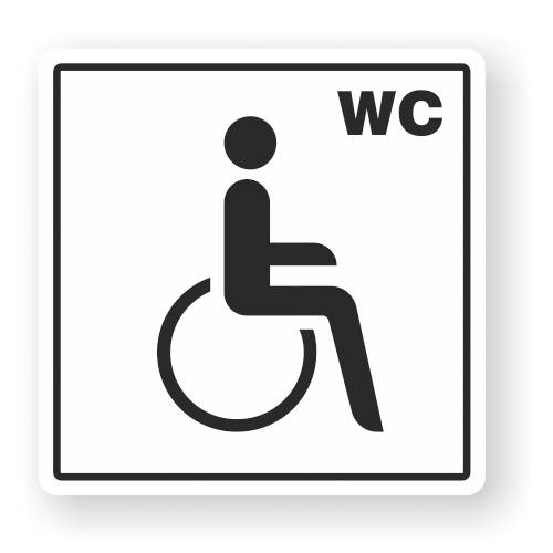Hinweisschild m. Piktogramm, WC Behinderte, Aufkleber, Folie, 148 x 148 mm, weiß-1