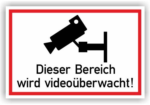 Hinweisschild, Dieser Bereich wird videoüberwacht Aufkleber, Folie, 150 x 100 mm-1