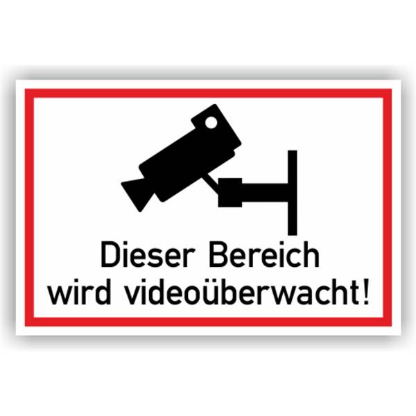 Hinweisschild, Dieser Bereich wird videoüberwacht Aufkleber, Folie, 150 x 100 mm