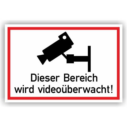 Hinweisschild, Dieser Bereich wird videoüberwacht Aufkleber, Folie, 150 x 100 mm-0