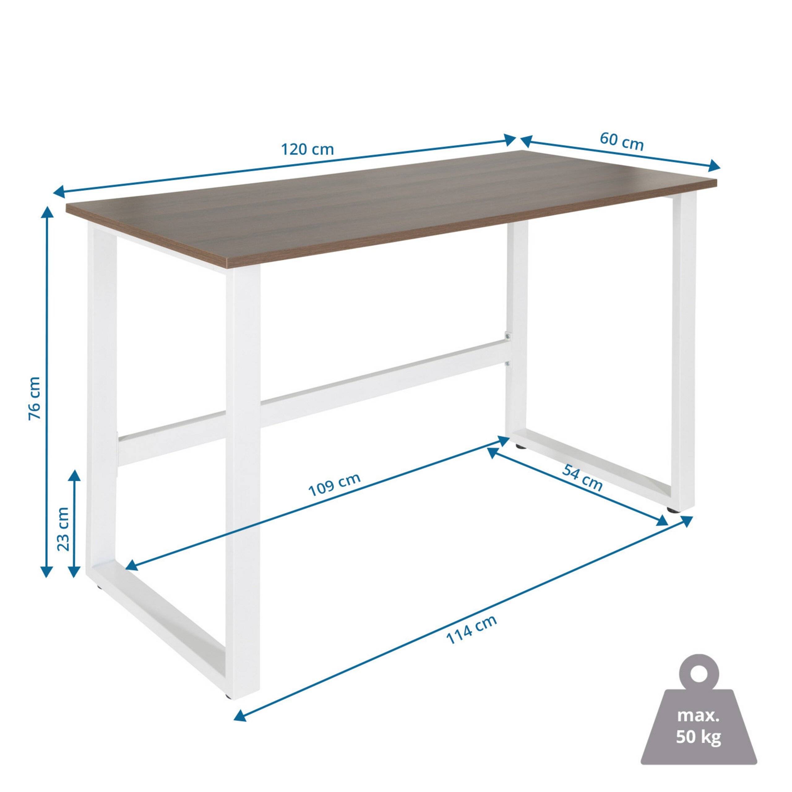 Schreibtisch Computertisch WORKSPACE LIGHT I 120 x 60 cm walnuss weiß hjh OFFICE-2