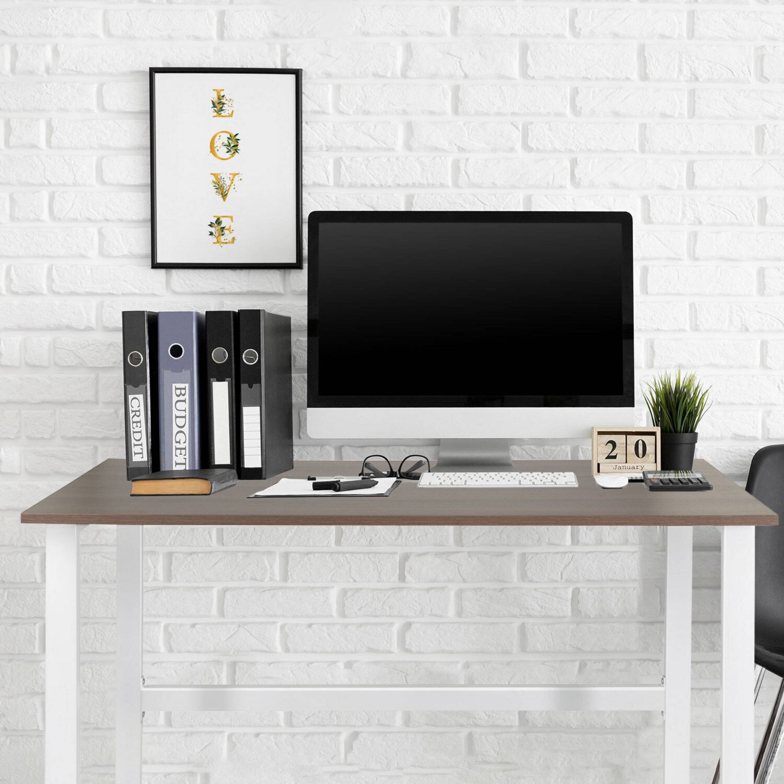Schreibtisch Computertisch WORKSPACE LIGHT I 120 x 60 cm walnuss weiß hjh OFFICE-4