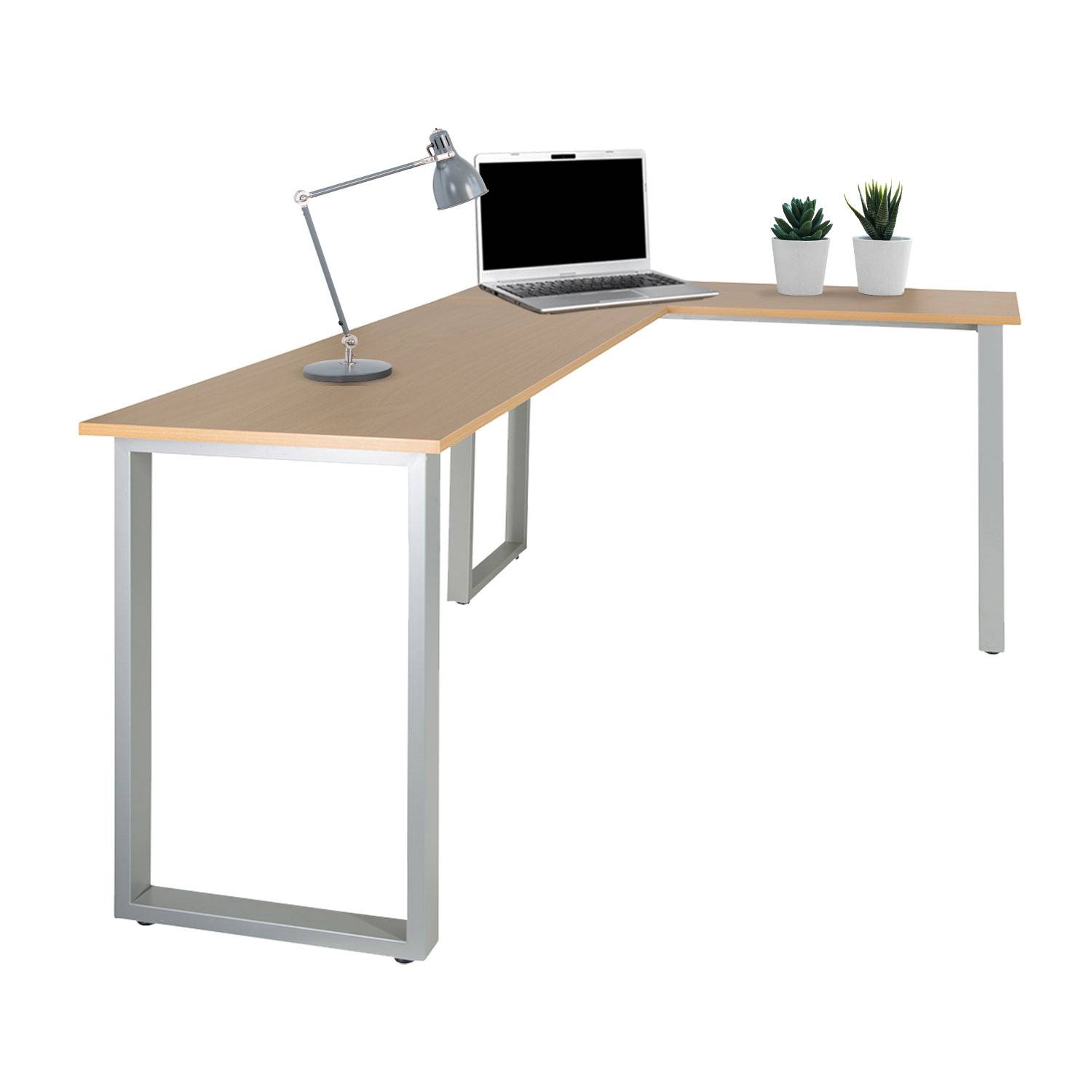 Eckschreibtisch Schreibtisch Computertisch WORKSPACE BASIC I 165 x 120 cm buche silber hjh OFF