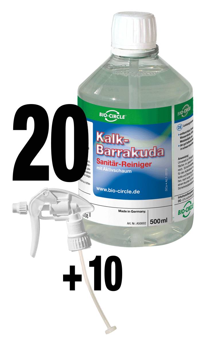 Kalk-Barrakuda, 20x 500 ml PET-Flaschen + 10 Sprühköpfe-0