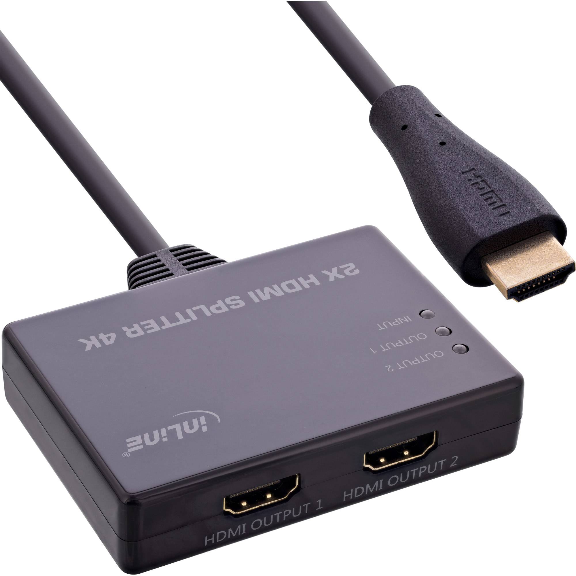 InLine® HDMI Splitter/Verteiler, 2-fach, 4K/60Hz, mit integriertem Kabel-0