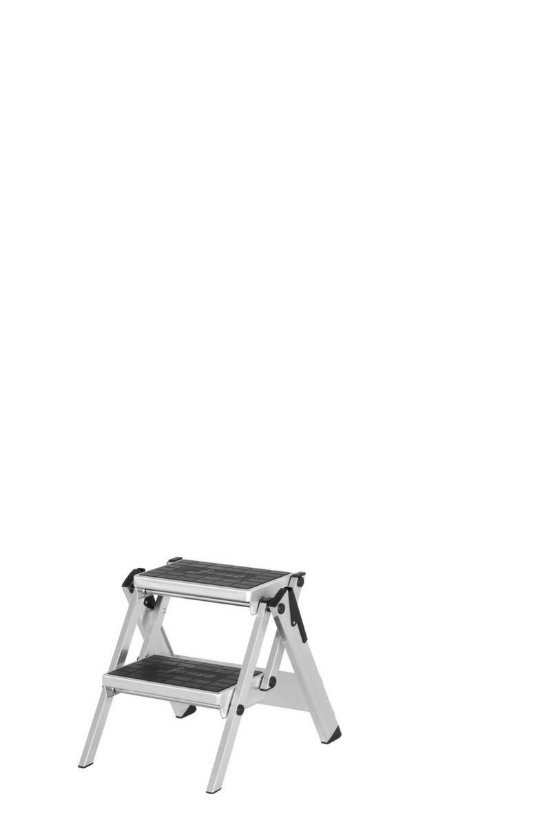 Sicherheitsklapptreppe,Podest H 450mm,einseitig,2 Stufen,m. Gummibelag,Alu-1