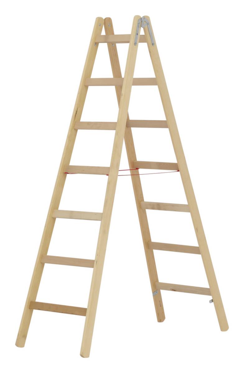 Sprossenstehleiter,beidseitig,2x7 Sprossen,Stand H 1,4m,Holm L 2,08m,2-tlg.,Holz-0