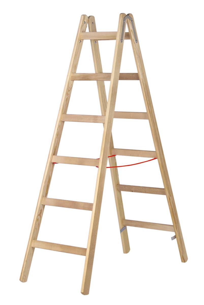 Sprossenstehleiter,beidseitig,2x6 Sprossen,Stand H 1,1m,Holm L 1,8m,2-tlg.,Holz-0