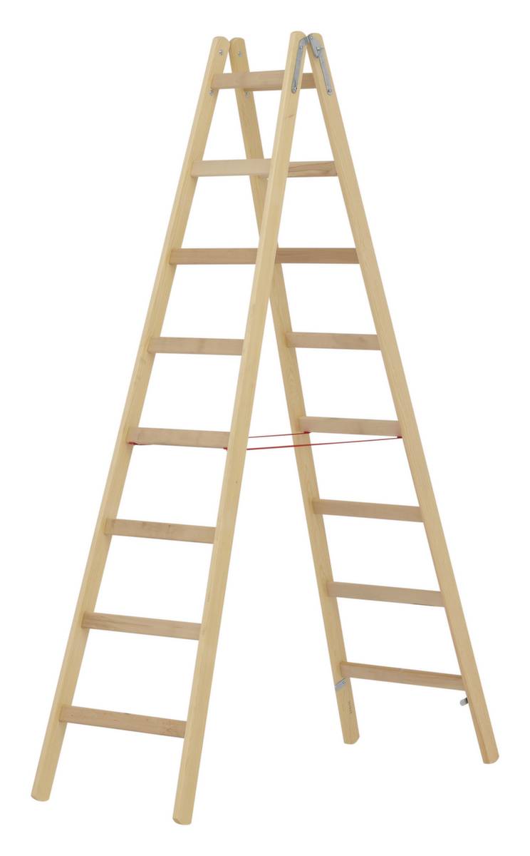 Sprossenstehleiter,beidseitig,2x8 Sprossen,Stand H 1,65m,Holm L 2,36m,2-tlg.,Holz-0