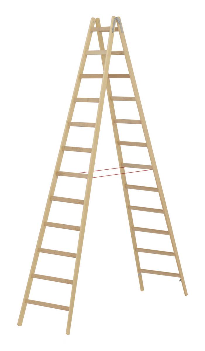 Sprossenstehleiter,beidseitig,2x12 Sprossen,Stand H 2,75m,Holm L 3,48m,2-tlg.,Holz-0