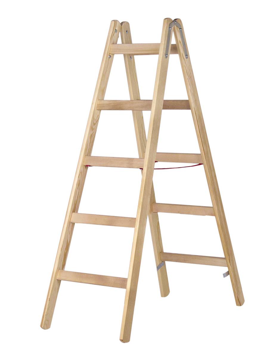 Sprossenstehleiter,beidseitig,2x5 Sprossen,Stand H 0,85m,Holm L 1,52m,2-tlg.,Holz-0