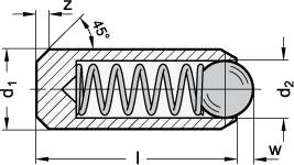 Federnde Edelstahl-Druckstücke, ohne Gewinde, mit Kugel-2