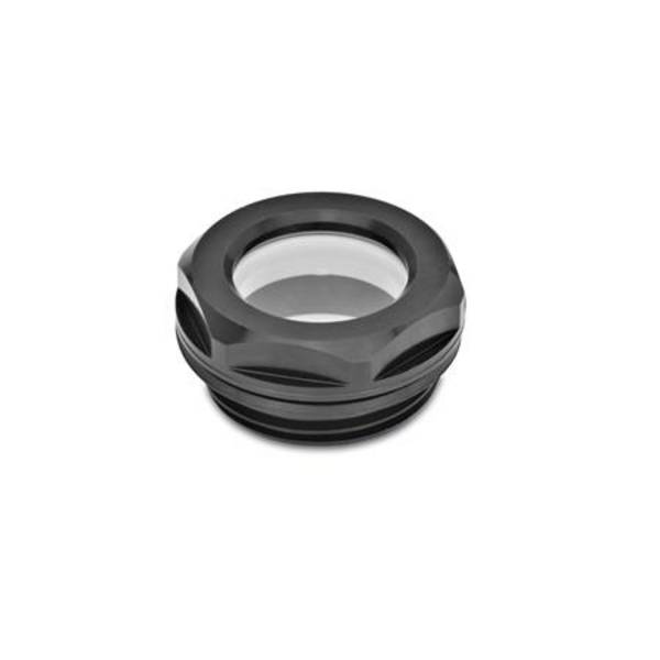 Ölschaugläser, Aluminium / Naturglas, beständig bis 100°C, schwarz eloxiert
