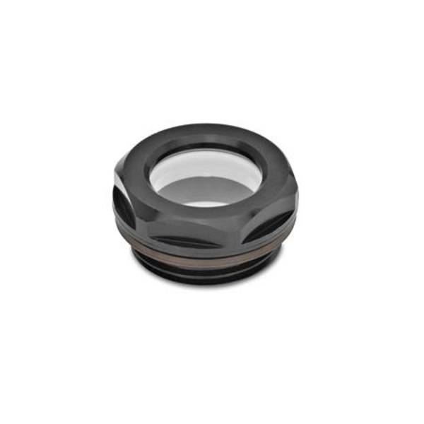 Ölschaugläser, Aluminium / ESG-Glas, beständig bis 180°C, schwarz eloxiert