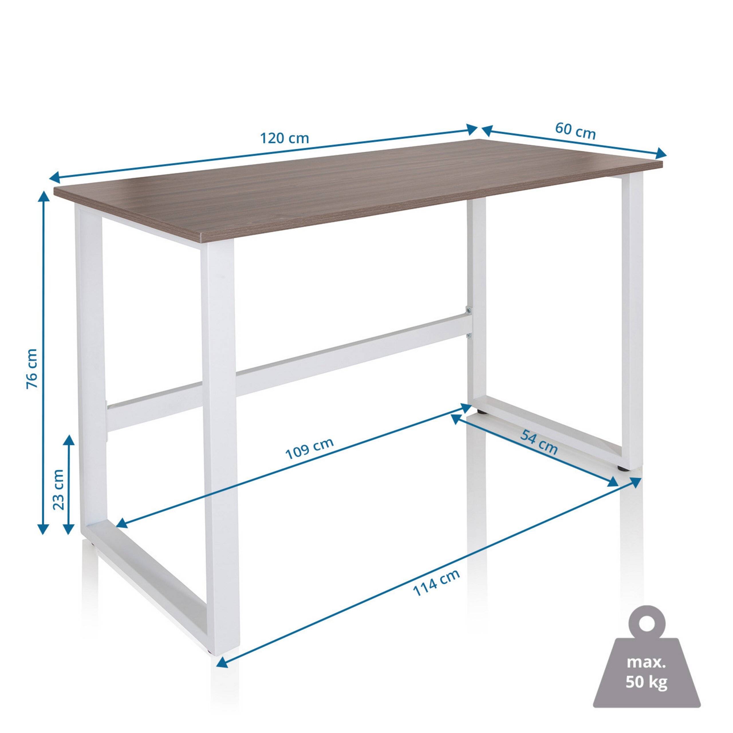 Schreibtisch Computertisch WORKSPACE LIGHT I 120 x 60 cm grau weiß hjh OFFICE-2