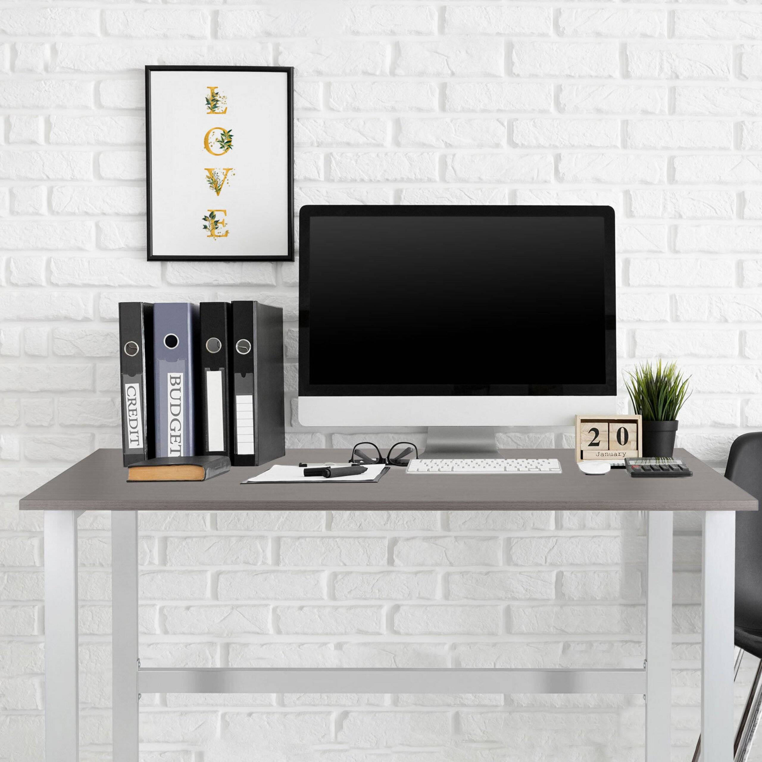 Schreibtisch Computertisch WORKSPACE LIGHT I 120 x 60 cm grau weiß hjh OFFICE-4