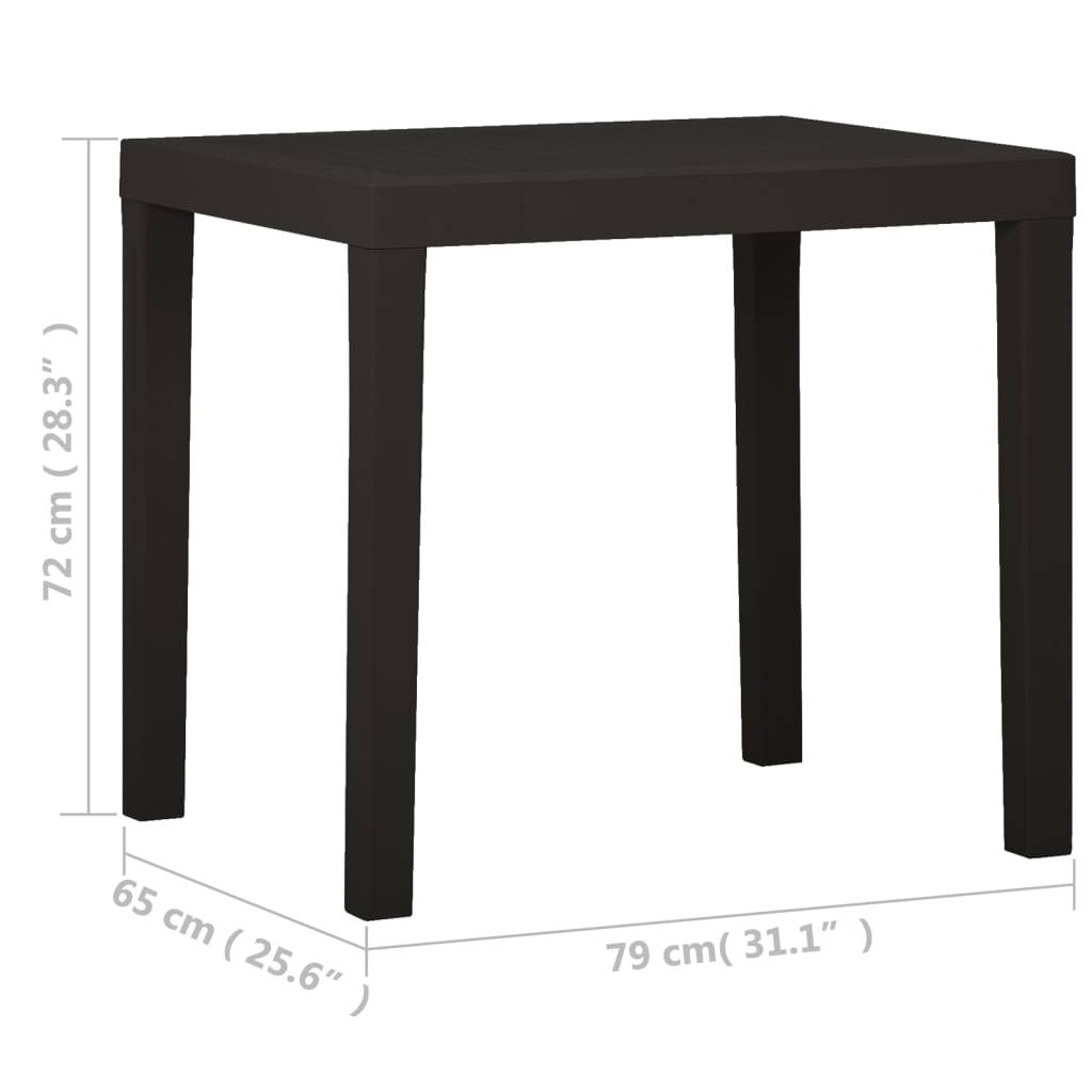 vidaXL Gartentisch Anthrazit 79x65x72 cm Kunststoff-4