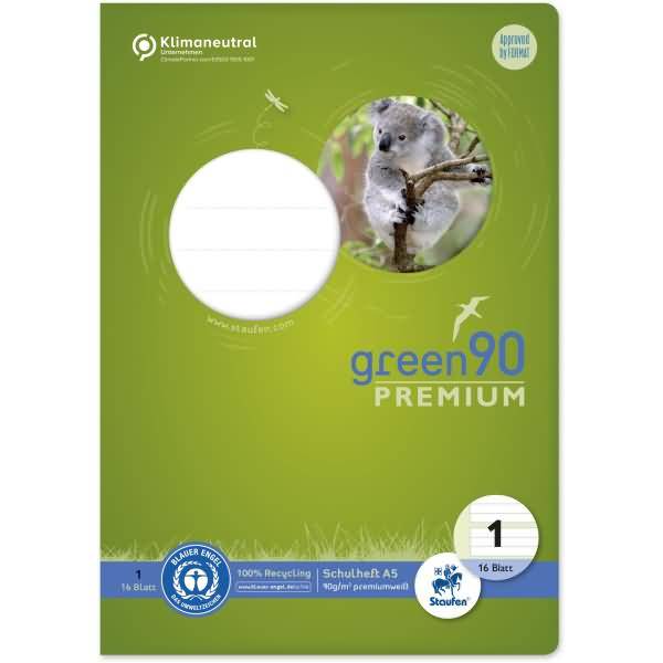 Schulheft Green A5 liniert Lineatur 1 16 Blatt farbig mit Motiv