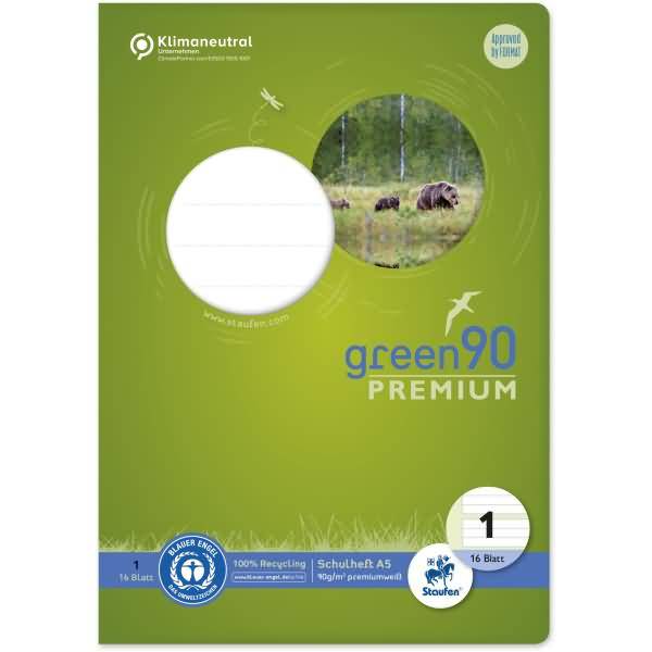 Schulheft Green A5 liniert Lineatur 1 16 Blatt farbig mit Motiv-1