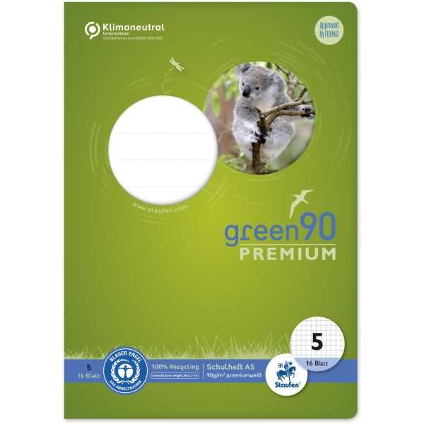 Schulheft Green A5 kariert 5mm Lineatur 5 16 Blatt-0
