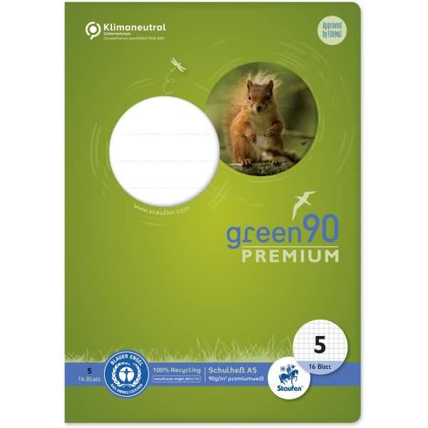 Schulheft Green A5 kariert 5mm Lineatur 5 16 Blatt-1