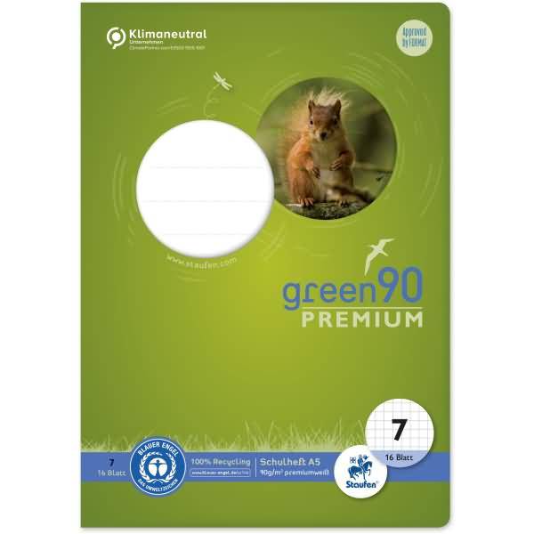 Schulheft Green A5 kariert 7mm Lineatur 7 16 Blatt-1