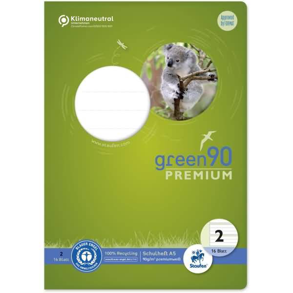 Schulheft Green A5 liniert Lineatur 2 16 Blatt-0