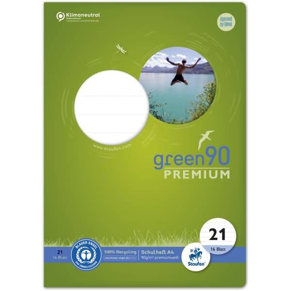 Schulheft Green A4 liniert Lineatur 21 16 Blatt